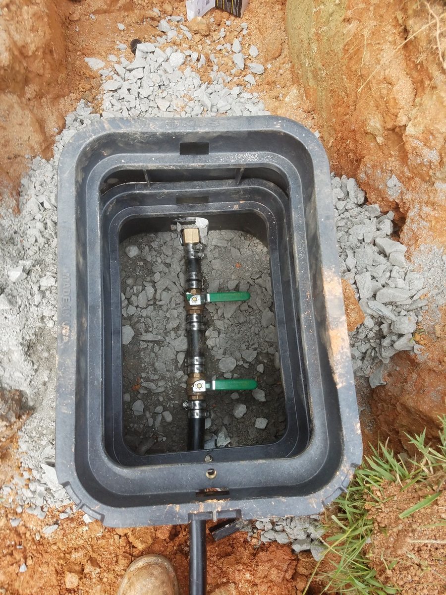 Well line and valve box installed by Clearwater Drilling